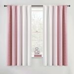 Ombre Full Blackout Curtains 63 Inches Length, Pink and White 2 Tone Reversible Window Treatments for Bedroom Living Room, Linen Gradient Print Rod Pocket Drapes 52" W 2 Panel Sets