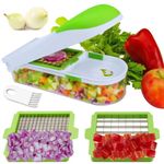 Brieftons QuickPush Vegetable Chopper (Classic): Onion Chopper Food Chopper Dicer with 2 Dicing Blades, Salad Chopper Veg Dicer Veggie Chopper, Kitchen Vegetable Fruit Cutter, 5 Bonus Recipe Ebooks