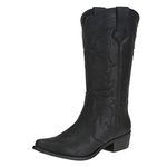 SheSole Ladies Cowgirl Cowboy Boots for Women Wide Calf Fashion Western Shoes Black US 7