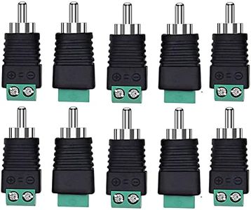 Taapsee RCA Plugs for Speaker Wire,RCA to AV Screw Terminal Connector, Phono RCA Male Plug Solderless Converter Audio/Video Speaker Wire Connectors Solderless Adapter(10 Pack)