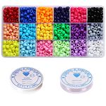 BALABEAD Giant Crayon Bead Box, Pony Beads with Smooth Surface Craft Assortment Colors (6x 9mm/18colors/1800 beads)