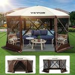 VEVOR Gazebo Screen Tent, 10 x 10 ft, 6 Sided Pop-up Camping Canopy Shelter Tent with Mesh Windows, Portable Carry Bag, Ground Stakes, Large Shade Tents for Outdoor Camping, Lawn and Backyard