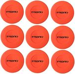 Plastic Floor Hockey Pucks for Indoor & Outdoor Hockey, Lightweight Plastic Pucks for Street Hockey, (Orange, Pack of 9)