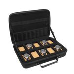 MOSISO Watch Box, 10 Slots Watch Display Organizer Storage Case for Men, Portable Watch Box Organizer with Handle Fits Watches up to 45mm, Black