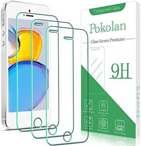 Pokolan [3 Pezzi] Vetro Temperato per iPhone SE 2016, 5S, 5, 5C Pellicola Protettiva, 0.33mm Ultra Trasparente, Durezza 9H, Anti Graffio, Senza Bolle