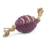 Petface Planet Nobbly Rubber Rugby Ball with Rope Dog Toy (Pack of 1)