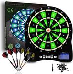 Turnart Electronic Dart Board,13 inch Illuminated Segments Light Based Games Electric Dartboard for Adults Tested Tough Segment for Enhanced Durability Professional with Scoring (Green)