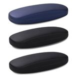 molshine 3 Pieces Hard Shell Portable Glasses Case for Women Men Gril Experts Scholars Teachers Students Gifts (Black&Dark Blue&Black)