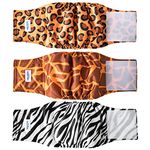 MICOOYO Reusable Dog Nappies Male 3Pack, Washable Belly Bands for Dogs, Super Absorbent Dog Diapers Wrap for Large Doggie (Wild Africa, L)