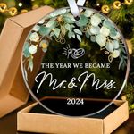 HEXMOZ Wedding Gifts for Couples 2024 - Mr and Mrs Gifts, Wedding Ornament 2024 - Wedding Gifts for Bride, Future Mr & Mrs - Bridal Shower Wedding Gifts, Marriage Gifts - 1st Married Acrylic Ornament