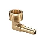 sourcing map Brass Barb Hose Fitting, 90 Degree Elbow 8mm Barbed to 1/2G Male Pipe Adapter Connector