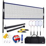 GSE Games & Sports Expert Recreational Portable Badminton/Volleyball Combo Set. Including Volleyball/Badminton Net System and Accessories