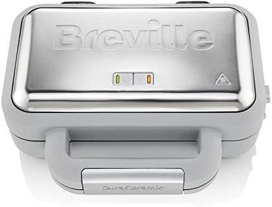 Breville DuraCeramic Waffle Iron, Easy to Clean Waffle Iron with Non-Stick Coating and Deep, Removable Plates, White and Stainless Steel [VST072X]