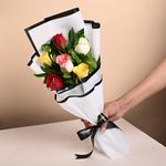 FlowerAura Fresh Live Flower Bouquet of 6 Mix Roses In Premium Packing For Birthday Gift, Anniversary Gift, Wedding Gift, Congratulations Gift & Gift For Special Occasions (Same Day Delivery)