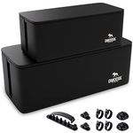 DMoose Cable Management Box - 2 Pack Medium & Large Cord Organizer for Desk & Floor - Cable Organizer Box for Child & Pet - Cable Box Hider for Tidy Office & Home - Power Strip Cover for TV & Computer