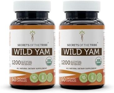 Wild Yam Capsules 1200 mg Responsibly farmed USDA Organic Wild Yam (Dioscorea Villosa) Dried Root, Hormone Support Supplement (2x60 Capsules)