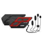 LEXIN ET-COM Motorcycle Bluetooth Headset, 2 Riders 1200m Helmet Communication System, Hi-Fi Speakers Helmet Intercom w/Voice Assistant/FM Radio/6 DIY Shells/IP67 Waterproof/800mAh Battery, Dual Pack