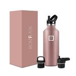 Camping & Hiking Hydration Canteens - 32oz 3 Lids (Narrow Straw/Spout Lid) Leak Proof Vacuum Insulated Stainless Steel - Hot & Cold Double Walled Sports Water Bottle