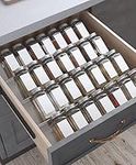 Spice Drawer Organizer, 4 Tiers Clear Acrylic Slanted in Drawer Seasoning Jars Insert, Hold up 30 Spice Jars Kitchen Drawer Countertop Rack Tray (Jars not Include)