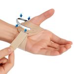 FORTEMOTUS CMC Thumb Brace, Thumb CMC Joint Support Stabilizer for Pain Relief, Tendonitis, Instability, Lightweight & Adjustable Thumb Support Brace for Men and Women, Wheat, Left Hand