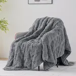 Uttermara Sherpa Fleece Weighted Blanket Queen Size(20lbs, 60" x 80", Grey), 3D Jacquard Checkered Warm Sherpa Heavy Blanket for Adults, Soft Fuzzy Weighted Blankets for Couch Bed Sofa