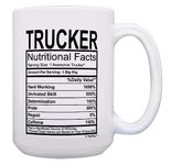 Truck Driver Gifts Trucker Nutritional Facts Label Big Rig Gifts 15-oz Coffee Mug Tea Cup White