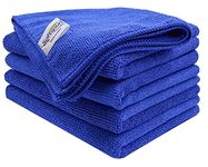 SOFTSPUN Microfiber Cleaning Cloths, 50x50cms 5 pcs Towel Set 340 GSM Blue! Highly Absorbent Lint and Streak Free Multipurpose Wash Cloth for Kitchen Car Window Stainless Steel Silverware.