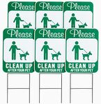 Stockroom Plus 6-Pack of Dog Poop Signs for Yard with Metal Wire H-Stakes for Front Lawn, Double-Sided Weather Resistant 12x9 Pick Up After Your Pet Sign for Outdoors, Neighbors