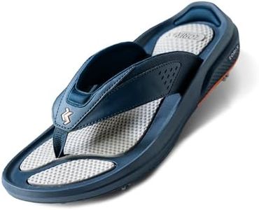 ZORIZ Zoomy Golf Sandals - Unisex Golf Flip Flops With Removable Tornado Golf Cleats - Mens and Womens Sandals for Walking, Beach, or Sports - Navy/Orange - Men's 6-6.5/Women's 7.5-8