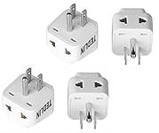 4 Pack of TEDLIN 2 in 1 Plug US/CA Travel Power Plug Adapters Europe UK India to USA Canada Mexico 2 Way Power Strip Safe Grounded 2 in 1 Universal Input Wall Socket with 2 Way (White)