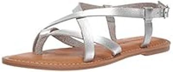 Amazon Essentials Women's Casual Strappy Sandal, Silver, 5.5 UK