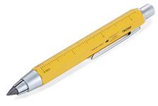 TROIKA ZIMMERMANN 5,6 – PEN56/YE – Carpenter's pencil – clutch pencil (5.6 mm HB lead) – centimetre/inch ruler – 1:20 m/1:50 m scale – brass – laquered – yellow – TROIKA-original