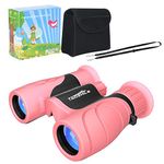 Binoculars for Kids High-Resolution 8x21,Shockproof Compact Kids Binoculars with Neck Strap for Bird Watching, Hiking,Camping, Travel, Learning, Spy Games - Telescope Toys for 3-12 Years Boys Girls (Pink)