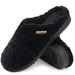 LongBay Women’s Soft Flannel Memory Foam Slippers Slip on House Shoes Indoor Outdoor（9-10，Black）