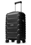 LUGGEX Carry On Luggage for Airplanes - Polypropylene Expandable Hard Shell Suitcase for Traveling (Black, 20 Inch)