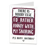 LimaLima Funny Birthday Card For Him & Her Annoy With My Snoring Design Perfect For Couples Husband Wife Boyfriend Girlfriend Fiancé