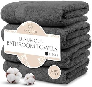 MAURA Grey Extra Large Turkish Cotton Luxury Bath Towels Set of 4. Ultra-Soft, Thick & Plush Towels for Bathroom - Space Gray
