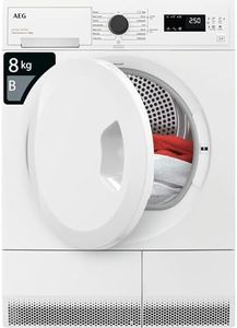 AEG 5000 Condenser Tumble Dryer 8kg TXC508B2B, Freestanding Condenser Dryer 8kg Load, Anticrease, Delay Start, Cotton and Delicate Programmes, Interior light, Class B, White