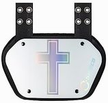 O Shield Golden Cross Chrome Football Back Plate, Lower Back Pads for Football Players, Rear Protector, Holy Cross White, Adult Fit