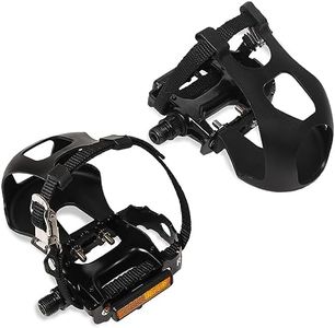 Bucklos Bike Pedals with Toe Cages and Straps - Bicycle Toe Clips Cage Compatible with Road Bike/Peloton/Mountian Bikes/MTB - Toe Clip Pedal for Wide Shoes Indoor Outdoor Cycling