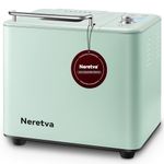 Neretva Bread Maker, 20-in-1 2LB Bread Machine BPA-Free Material & Nonstick Pan & Low Noise Bread Makers Machine with Recipe for Gluten Free, Yogurt Maker, Dough Maker, French Pizza etc (Light Green)