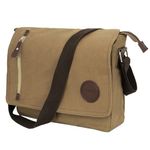 Storite Canvas Sling Cross Body Travel Office Business Satchel Messenger One Side Shoulder Bag for Men & Women - Brown(33 x 6.5 x 27 Cm)