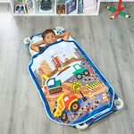 Everyday Kids Cute Preschooler and Toddler Cot Nap Mat for Home, Daycare, Preschool and Kindergarten; Easy to Roll Sleeping Mat with Elastic Straps, Pillow and Blanket