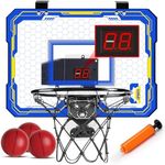 Lypsochaat Indoor Basketball Hoop for Kids, Wall Mounted Mini Basketball Hoop with Electronic Scoreboard 3 Balls, Outdoor Sport Games Toy Gift for Boys Girls Age 5-12 Years