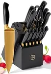Black and Gold Knife Set with Sharp