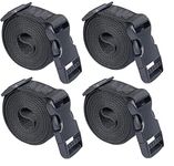 10 feet Long Utility Strap Belt with Quick-Release Buckle Adjustable, for Luggage Bags, Traveling, Bikes, Cars, Outing, (Black, 4 pack)