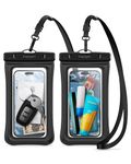 Spigen Aqua Shield Floating Waterproof Phone Pouch Up to 8.2, [Extra Large] [Non-Toxic TPU] IPX8 Waterproof Case for swimming for iPhone 16 15 14 13 12 11 Pro Max, Samsung S24 S23 Ultra - Black