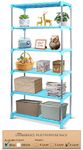 LIVINGBASICS Stainless Steel Multifunctional/Multipurpose Storage Shelves/Rack/Stand for Home/Office/Kitchen/Balcony/Bathroom/Study Room (6 Layer,Cyan Blue)