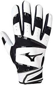 Mizuno B-303 Adult Baseball Batting Glove, White-Black, Small