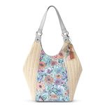 Sakroots The Sak Roma Shopper Shoulder Bag Large Purse & Tote Bag with Double Straps & Zipper Pockets for Everyday & Travel, Aqua Floral, M
